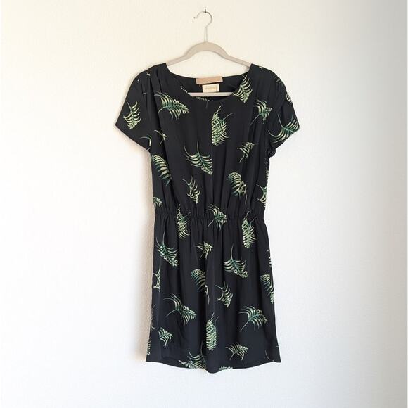 MOMONI Black Floral Print Silk Blend Short Sleeve Short Mini Dress, size S - Picture 1 of 8